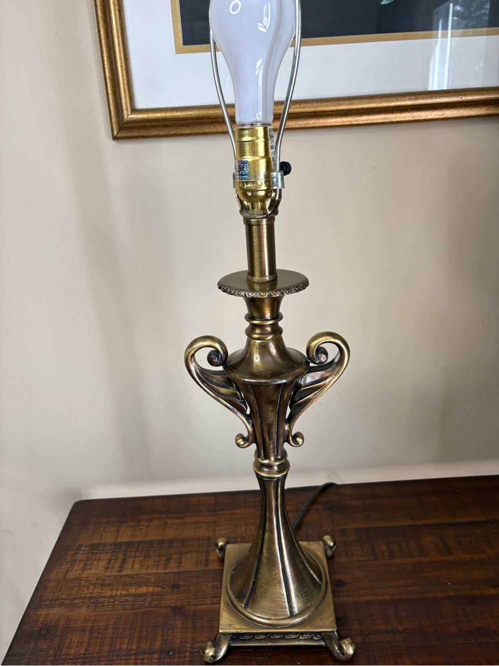 Vintage Lamp Featuring Brass Finish And Unique Geometric-Patterned Lamp Shade - Picture 11 of 16